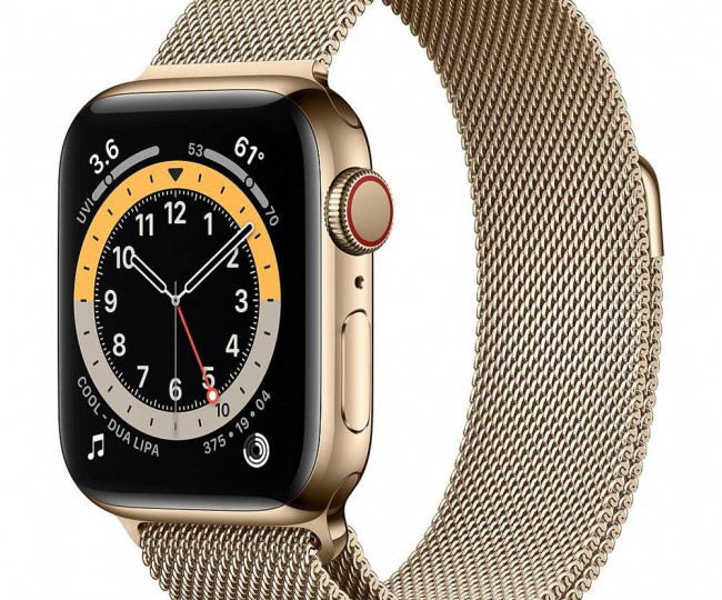 Apple Watch Series 6 GPS + Cellular 44mm Gold Stainless Steel Case w. Gold Milanese L. (M07P3)